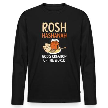 Rosh Hashanah God's Creation Of The World Jewish - Men's Premium Organic Long Sleeve Shirt - black - Front - Nico (187cm)