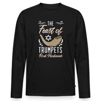 Das Fest der Posaunen Rosch Haschana Juden Juden - Männer Premium Bio Langarmshirt - Schwarz - Vorne - Nico (187cm)