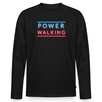 Power Walking Walker Cardio Exercise Fitness - Men's Premium Organic Long Sleeve Shirt - black - Front - Nico (187cm)