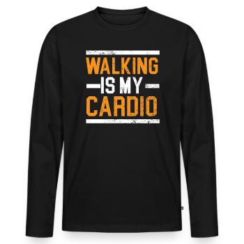 Walking Is My Cardio Walker Exercise Fitness - Men's Premium Organic Long Sleeve Shirt - black - Front - Nico (187cm)
