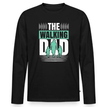 The Walking Dad Walker Cardio Exercise Fathers Day - Men's Premium Organic Long Sleeve Shirt - black - Front - Nico (187cm)