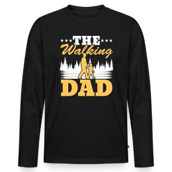 The Walking Dad Walker Cardio Exercise Fathers Day - Men's Premium Organic Long Sleeve Shirt - black - Front - Nico (187cm)
