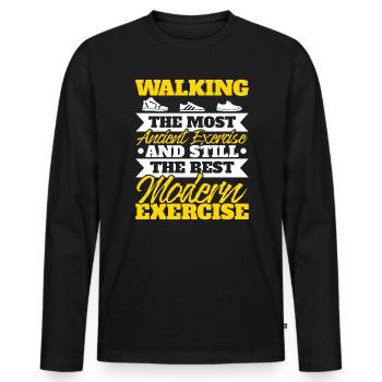 Marcher Le meilleur exercice moderne Walker Cardio - T-shirt manches longues Premium bio Homme - noir - Devant - Nico (187cm)