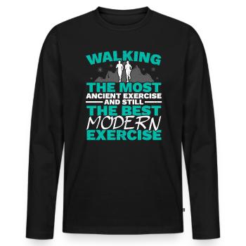 Marcher Le meilleur exercice moderne Walker Cardio - T-shirt manches longues Premium bio Homme - noir - Devant - Nico (187cm)