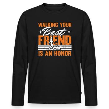 Walking Your Bestfriend Is An Honor Cardio Fitness - Men's Premium Organic Long Sleeve Shirt - black - Front - Nico (187cm)