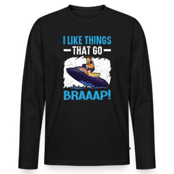 Ich mag Dinge, die Braaap Jetski Wasser gehen - Männer Premium Bio Langarmshirt - Schwarz - Vorne - Nico (187cm)