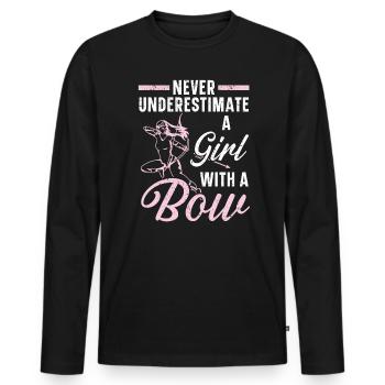 Never Underestimate A Girl With A Bow Archery - Men's Premium Organic Long Sleeve Shirt - black - Front - Nico (187cm)