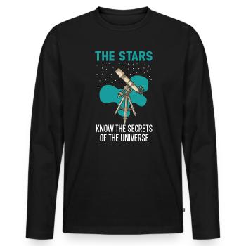 Die Sterne kennen die Geheimnisse des Universums - Männer Premium Bio Langarmshirt - Schwarz - Vorne - Nico (187cm)