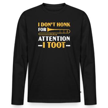 Je ne klaxonne pas pour attirer l’attention I Toot Trombone Player - T-shirt manches longues Premium bio Homme - noir - Devant - Nico (187cm)