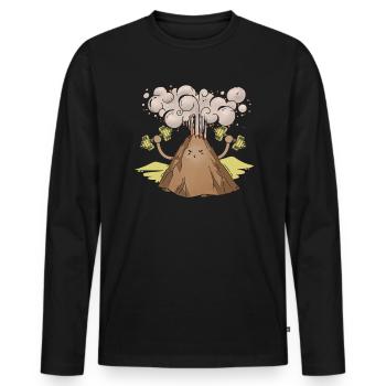 Bodybuilder Volcan Sciences de la Terre Géologie Lave - T-shirt manches longues Premium bio Homme - noir - Devant - Nico (187cm)