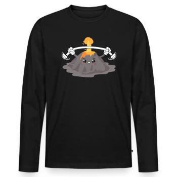 Bodybuilder Volcan Sciences de la Terre Géologie Lave - T-shirt manches longues Premium bio Homme - noir - Devant - Nico (187cm)