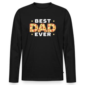 Meilleur papa mangeur de pizza italien plat fête des pères - T-shirt manches longues Premium bio Homme - noir - Devant - Nico (187cm)