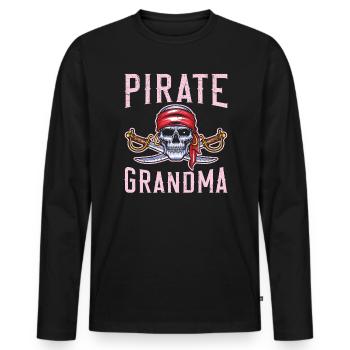 Pirate Grand-mère Grand-mère Grand-mère Pirate Lover - T-shirt manches longues Premium bio Homme - noir - Devant - Nico (187cm)