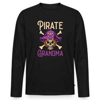Pirate Grandma Grandmother Granny Pirate Lover - Men's Premium Organic Long Sleeve Shirt - black - Front - Nico (187cm)
