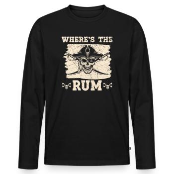 Wo ist der Rum Buccaneer Alkoholische Piratenliebhaber - Männer Premium Bio Langarmshirt - Schwarz - Vorne - Nico (187cm)