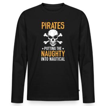Les pirates mettent Naughty dans les Caraïbes nautiques - T-shirt manches longues Premium bio Homme - noir - Devant - Nico (187cm)