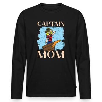 Capitaine Maman Meilleure Maman Jamais Maman Pirate Amoureux - T-shirt manches longues Premium bio Homme - noir - Devant - Nico (187cm)