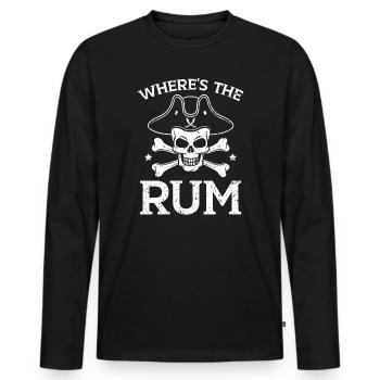 Wo ist der Rum Buccaneer Alkoholische Piratenliebhaber - Männer Premium Bio Langarmshirt - Schwarz - Vorne - Nico (187cm)