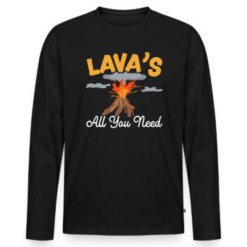 Laves Tout ce dont vous avez besoin Sciences de la Terre Géologie Volcan - T-shirt manches longues Premium bio Homme - noir - Devant - Nico (187cm)