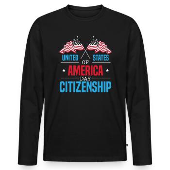 United States Of America Day Citizenship USA Flag - Men's Premium Organic Long Sleeve Shirt - black - Front - Nico (187cm)