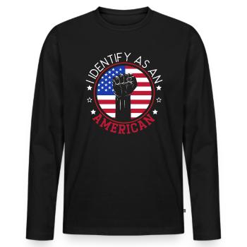 Je m’identifie comme une journée de la Constitution américaine des États-Unis - T-shirt manches longues Premium bio Homme - noir - Devant - Nico (187cm)