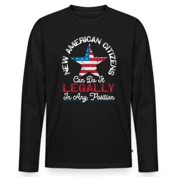 Nouveaux citoyens américains USA America Constitution Day - T-shirt manches longues Premium bio Homme - noir - Devant - Nico (187cm)