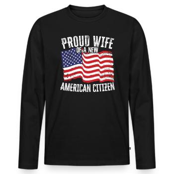 Fier WIfe d’une nouvelle constitution citoyenne américaine - T-shirt manches longues Premium bio Homme - noir - Devant - Nico (187cm)