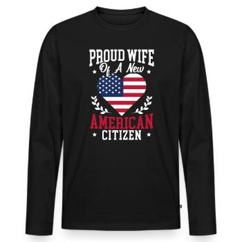 Fier WIfe d’une nouvelle constitution citoyenne américaine - T-shirt manches longues Premium bio Homme - noir - Devant - Nico (187cm)