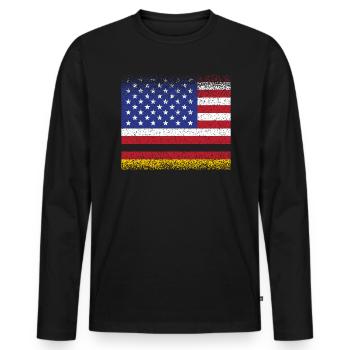 Usa Allemagne Drapeau Germano Américain Von Steuben Day - T-shirt manches longues Premium bio Homme - noir - Devant - Nico (187cm)