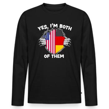 Oui, je suis tous les deux Usa Allemagne Von Steuben Day - T-shirt manches longues Premium bio Homme - noir - Devant - Nico (187cm)