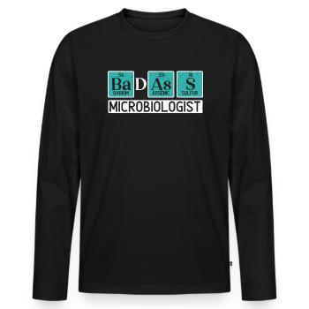 Badass Microbiologist Science Lover Microbiology - Men's Premium Organic Long Sleeve Shirt - black - Front - Nico (187cm)