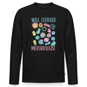 Gut kultivierter Mikrobiologe Wissenschaft Mikrobiologie - Männer Premium Bio Langarmshirt - Schwarz - Vorne - Nico (187cm)