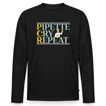 Pipette Cry Repeat Science Microbiologie Scientifique - T-shirt manches longues Premium bio Homme - noir - Devant - Nico (187cm)