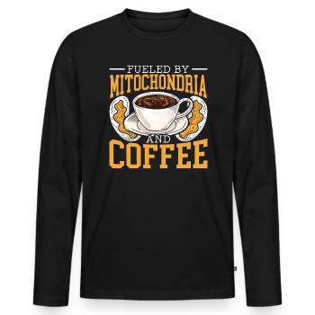 Fueled By Mitochondria And Coffee Science - Men's Premium Organic Long Sleeve Shirt - black - Front - Nico (187cm)