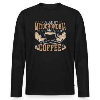 Fueled By Mitochondria And Coffee Science - Men's Premium Organic Long Sleeve Shirt - black - Front - Nico (187cm)