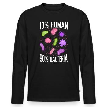 10% Human 90% Bacteria Science Microbiology - Men's Premium Organic Long Sleeve Shirt - black - Front - Nico (187cm)