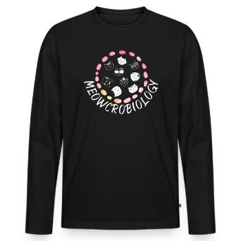 Meowcrobiology Science Microbiologie Scientifique Cat - T-shirt manches longues Premium bio Homme - noir - Devant - Nico (187cm)