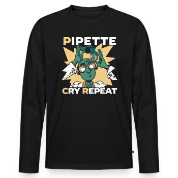 Pipette Cry Repeat Science Microbiologie Scientifique - T-shirt manches longues Premium bio Homme - noir - Devant - Nico (187cm)