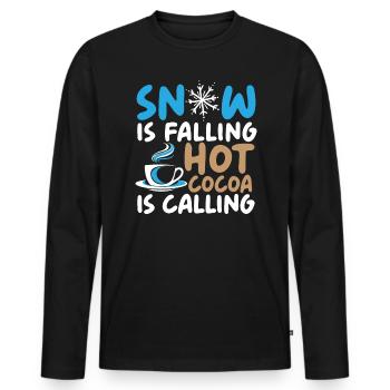 Snow Is Falling Hot Cocoa Is Calling Ice Cold - Men's Premium Organic Long Sleeve Shirt - black - Front - Nico (187cm)