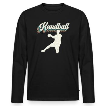 Retro Handballspieler Handballer Sport Torwart - Männer Premium Bio Langarmshirt - Schwarz - Vorne - Nico (187cm)