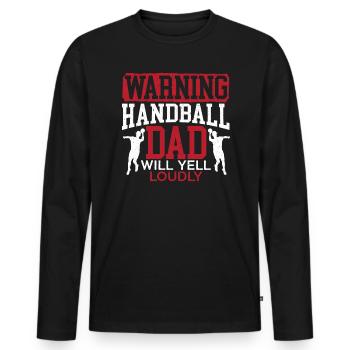 Handball Papa va crier fort Sports Fête des Pères - T-shirt manches longues Premium bio Homme - noir - Devant - Nico (187cm)