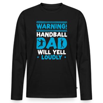Handball Papa va crier fort Sports Fête des Pères - T-shirt manches longues Premium bio Homme - noir - Devant - Nico (187cm)