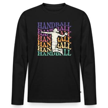 Retro Handballspieler Handballer Sport Torwart - Männer Premium Bio Langarmshirt - Schwarz - Vorne - Nico (187cm)