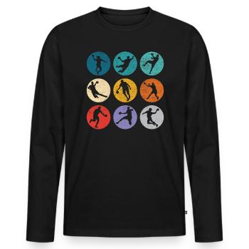 Retro Handballspieler Handballer Sport Torwart - Männer Premium Bio Langarmshirt - Schwarz - Vorne - Nico (187cm)
