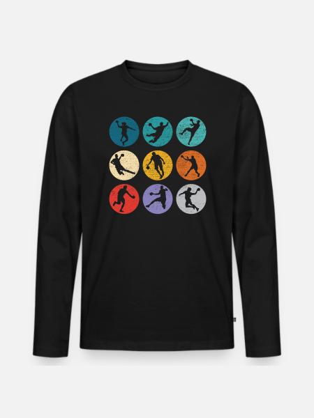 Retro Handballspieler Handballer Sport Torwart - Männer Premium Bio Langarmshirt - Schwarz