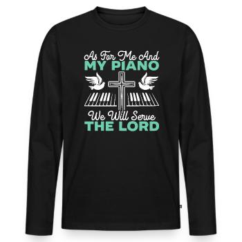 Quant à moi et à mon piano, nous servirons le Seigneur - T-shirt manches longues Premium bio Homme - noir - Devant - Nico (187cm)
