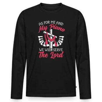 Quant à moi et à mon piano, nous servirons le Seigneur - T-shirt manches longues Premium bio Homme - noir - Devant - Nico (187cm)