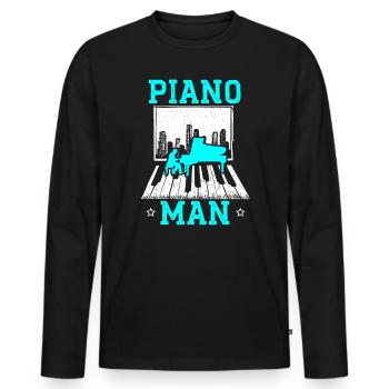 Piano Man Musicien Instrument de musique Pianiste - T-shirt manches longues Premium bio Homme - noir - Devant - Nico (187cm)