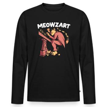 Meowzart Piano Cat Musicien Musicien Pianiste Musical Musique - T-shirt manches longues Premium bio Homme - noir - Devant - Nico (187cm)