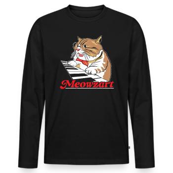 Meowzart Piano Cat Musicien Musicien Pianiste Musical Musique - T-shirt manches longues Premium bio Homme - noir - Devant - Nico (187cm)